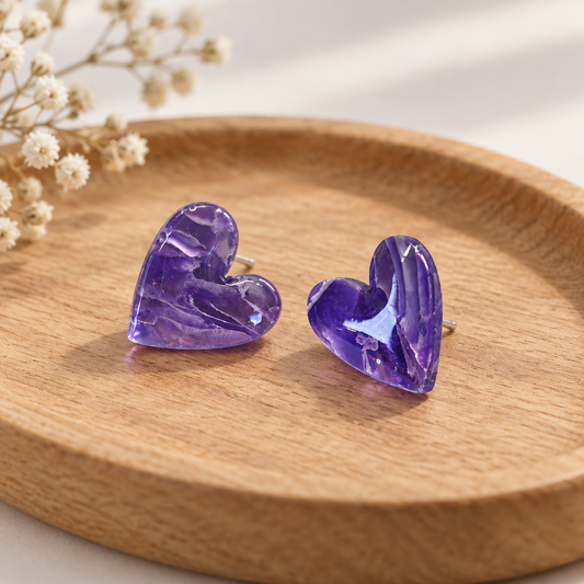 Purple Heart Studs on Wooden Tray