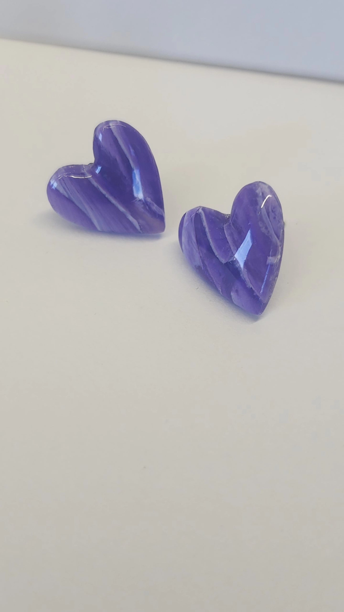 Amethyst Faux Stone Heart Studs