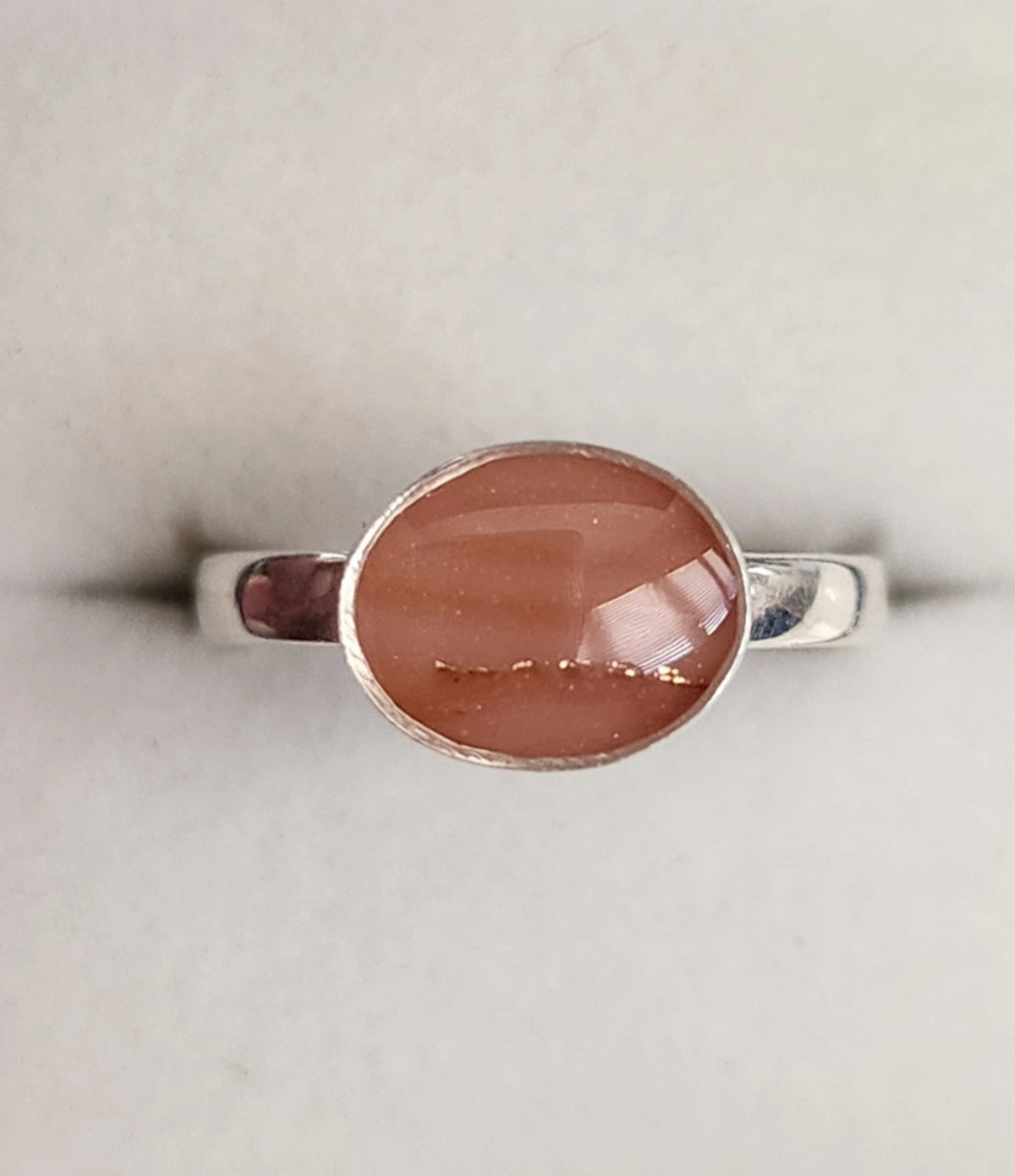 Sterling Silver Burnt Orange Oval Ring
