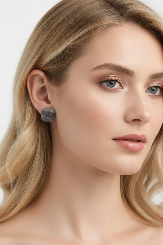 Snake Skin Faux Stone Square Studs