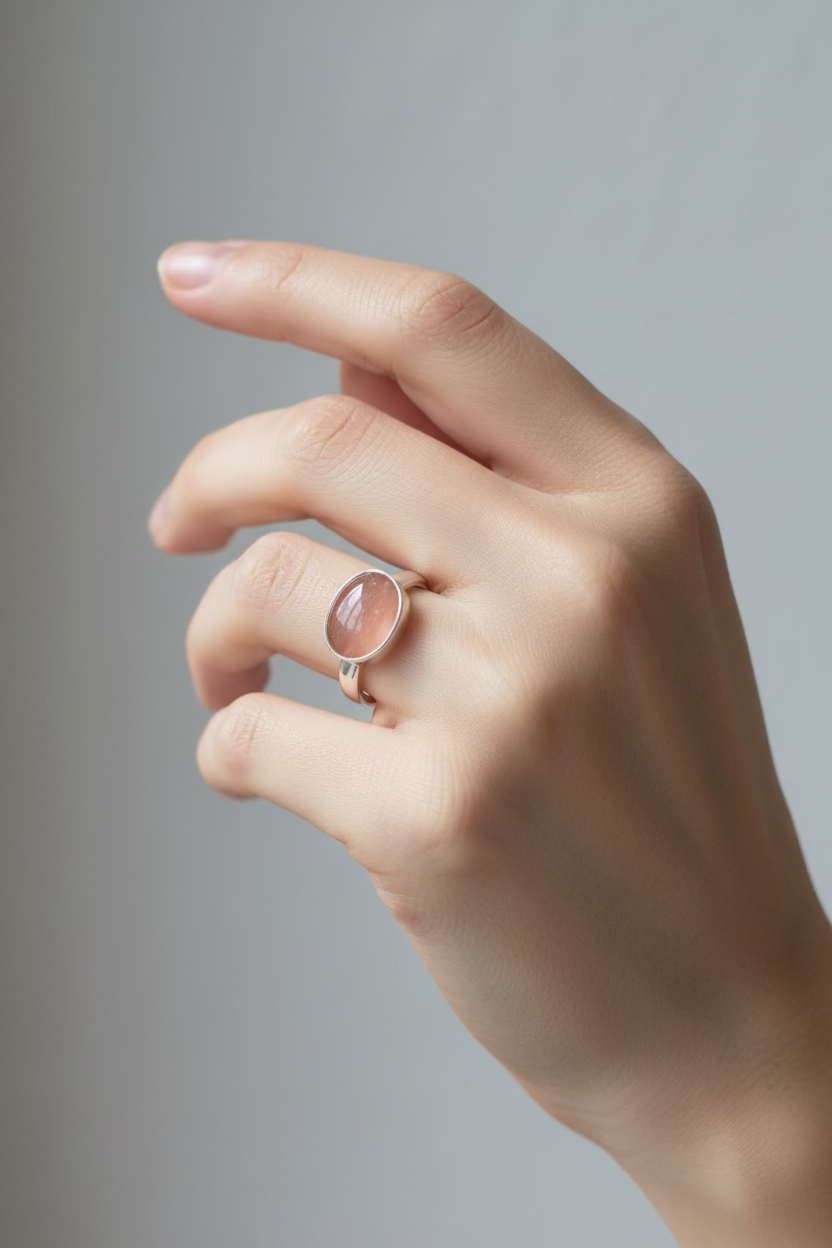 Sterling Silver Burnt Orange Oval Ring