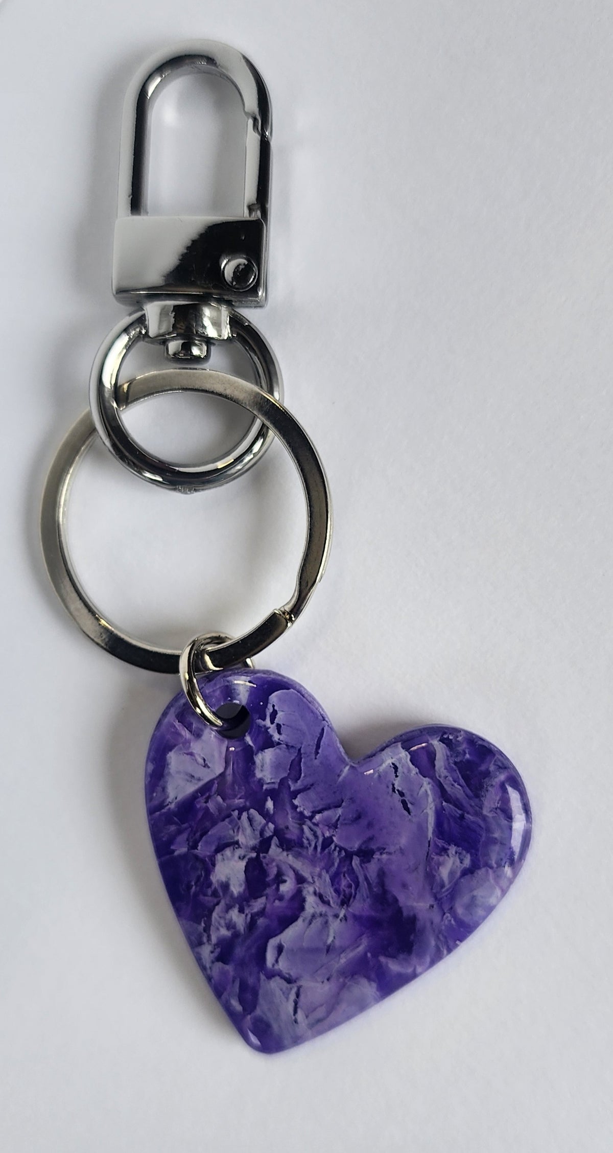 Heart Shaped Amethyst Faux Stone Key/Bag Chain