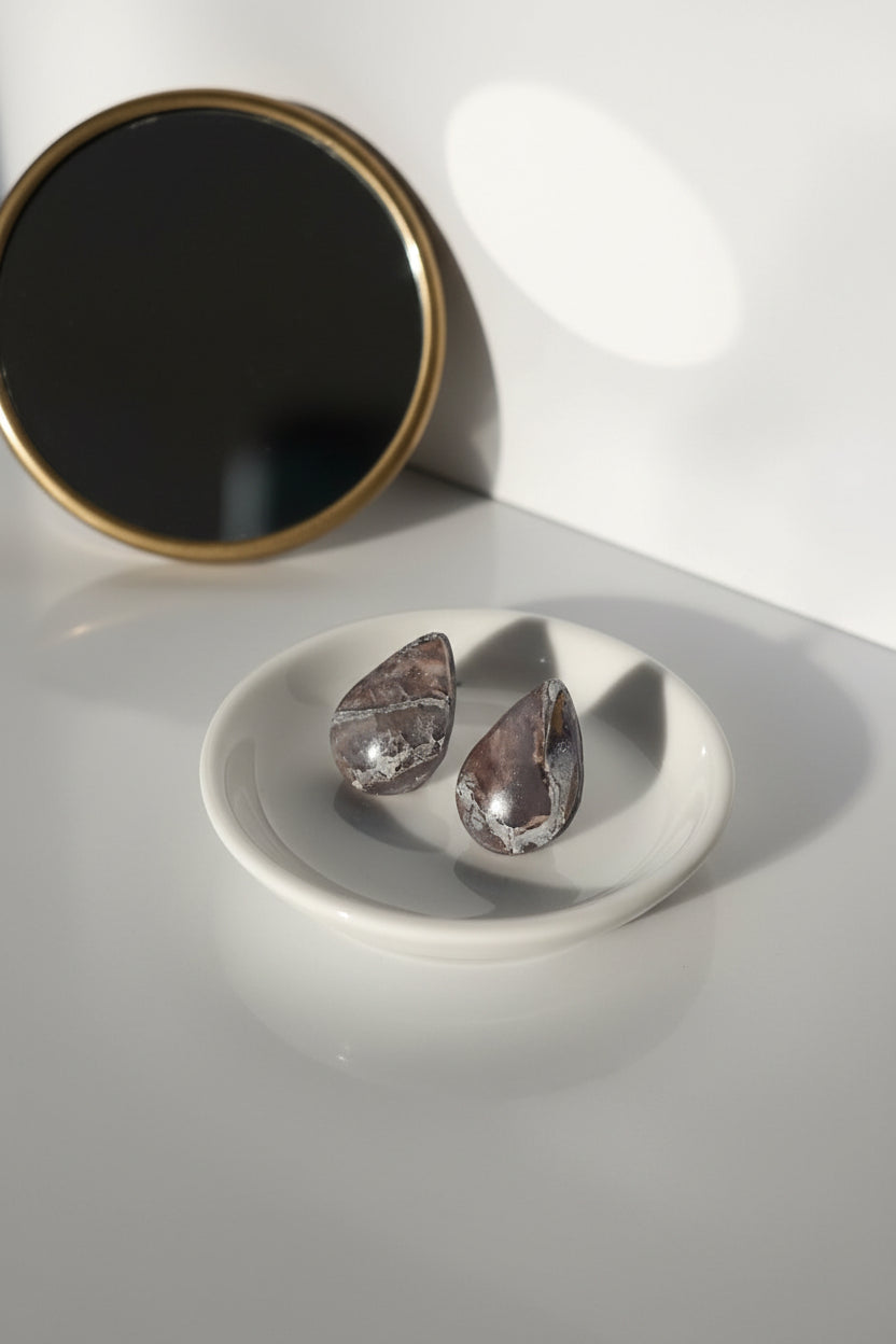 Snake Skin Faux Stone Teardrop Studs