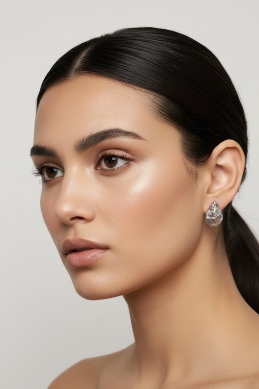 Snake Skin Faux Stone Teardrop Studs