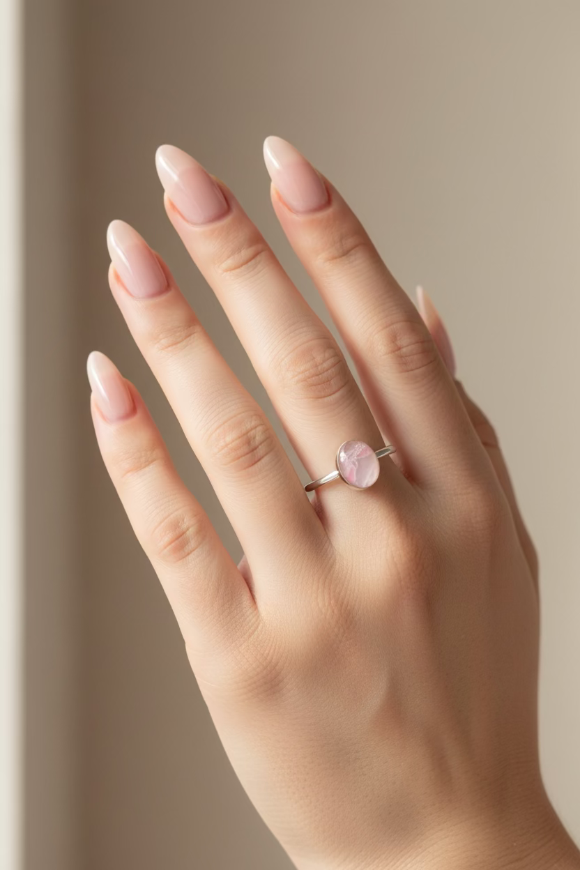 Sterling Silver Rose Quartz Oval Ring