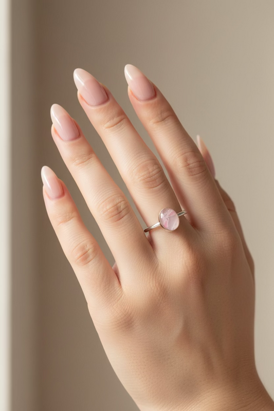 Sterling Silver Rose Quartz Oval Ring
