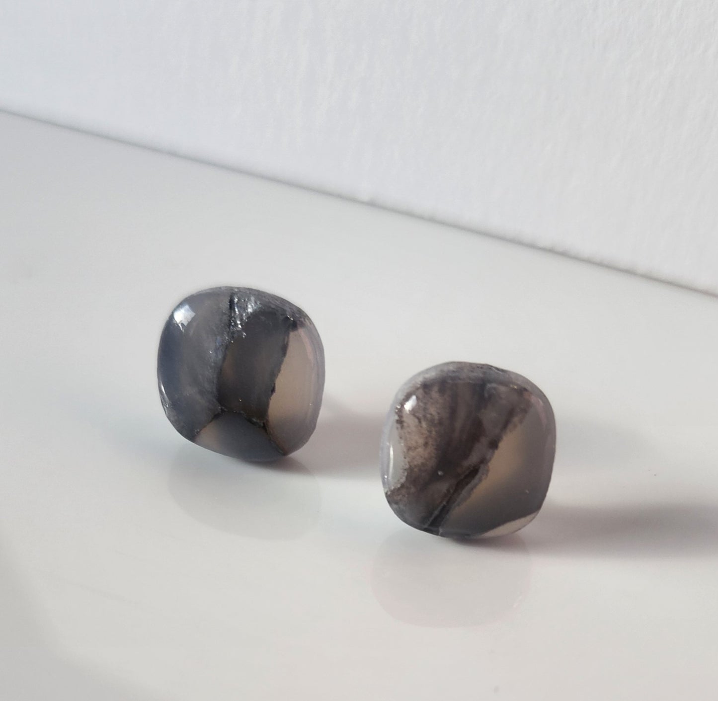 Snake Skin Faux Stone Square Studs
